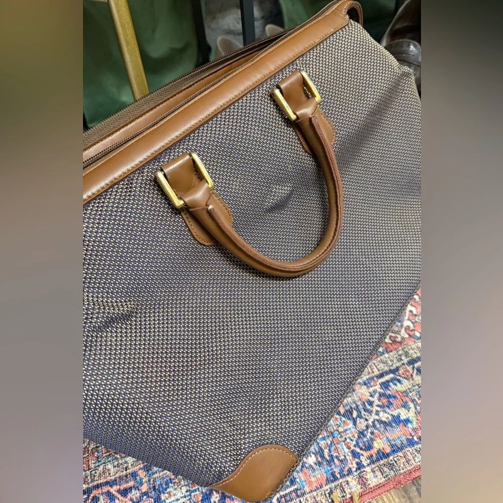 Vintage Brown and Tan Men's Travel Bag